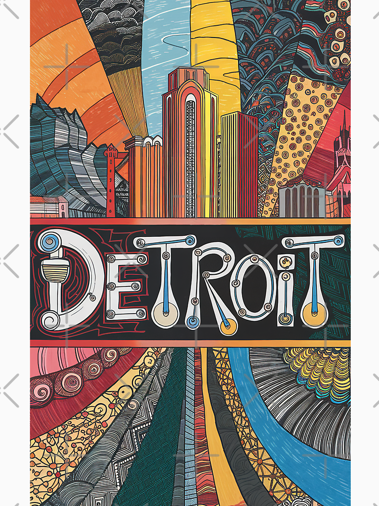 Detroit City Vintage Whimsical Retro Typography Art By Edenbliss Style 3