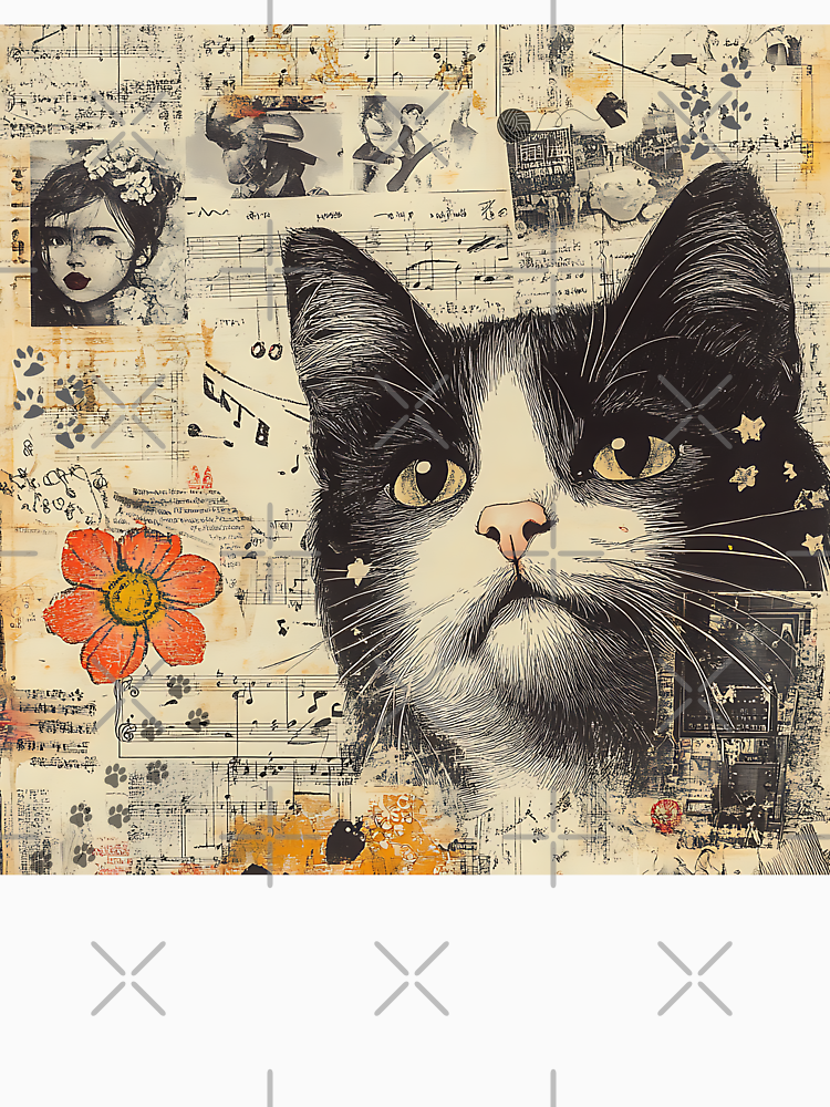 Vintage Cat Collage Mixed Media Design By Orangemor