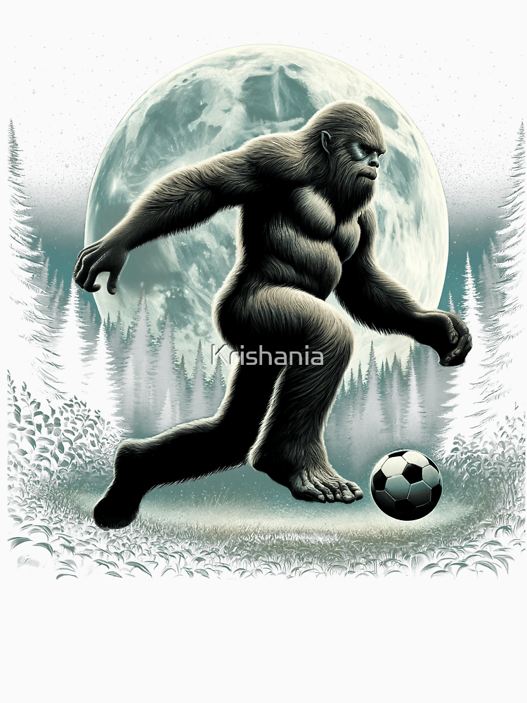 Sasquatch Bigfoot Playing Soccer Full Moon Soccer Player By Krishania