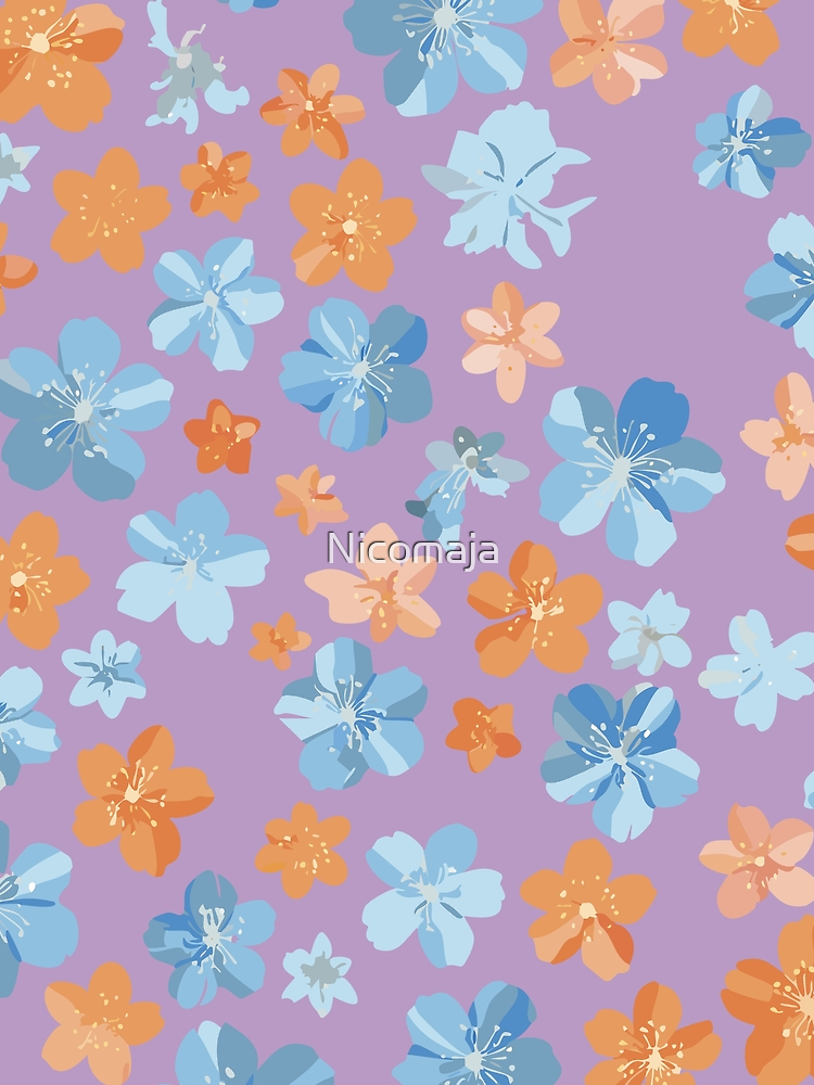 Colorful Floral Pattern On A Soft Purple Background By Nicomaja