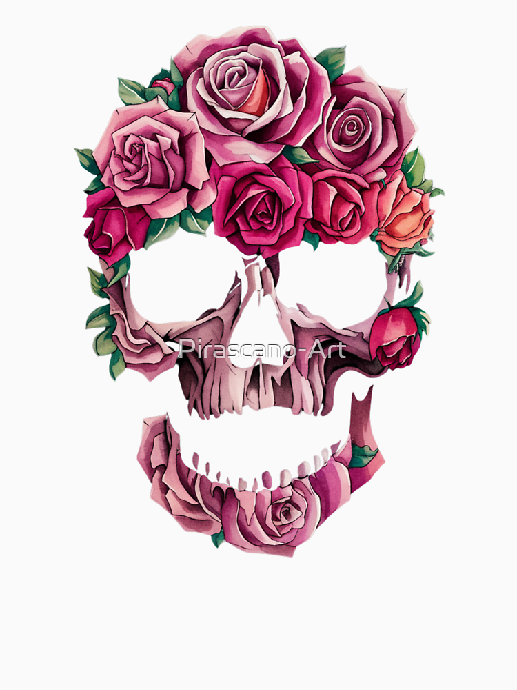 Skull And Flowers By Pirascano Art