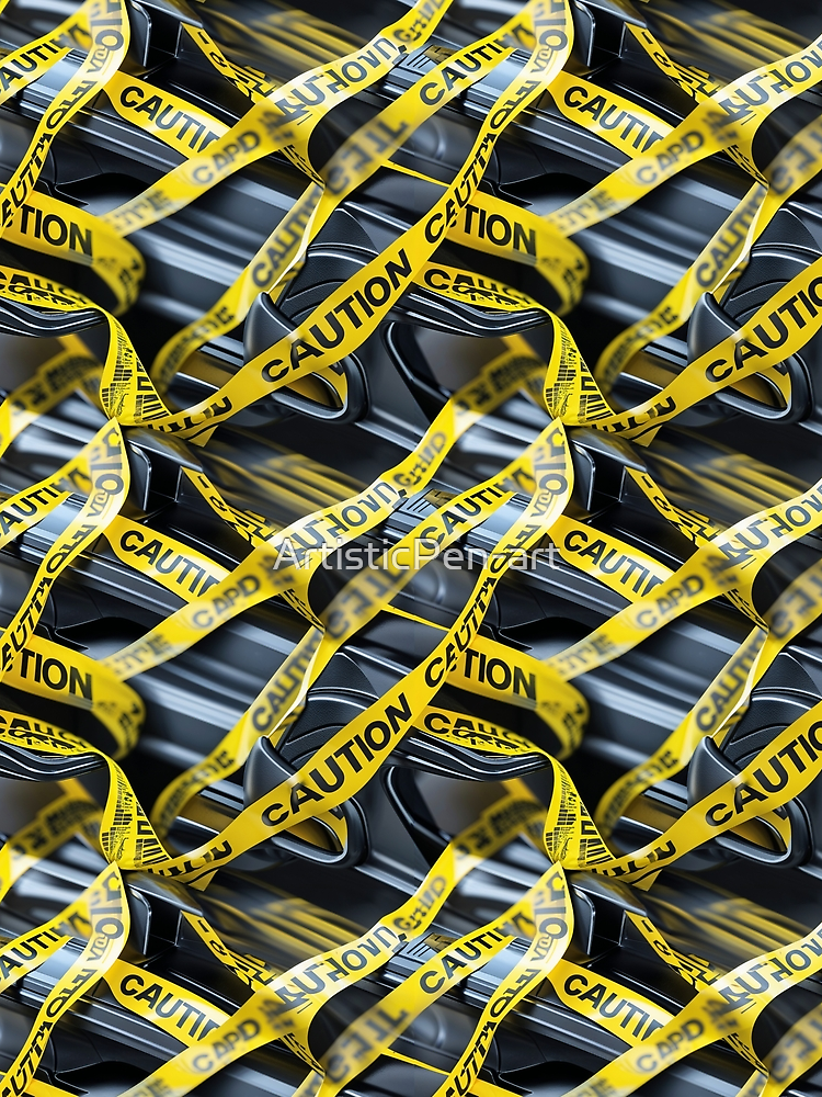 Funny Trendy Black Yellow Caution Tape Warning By Artisticpen Art