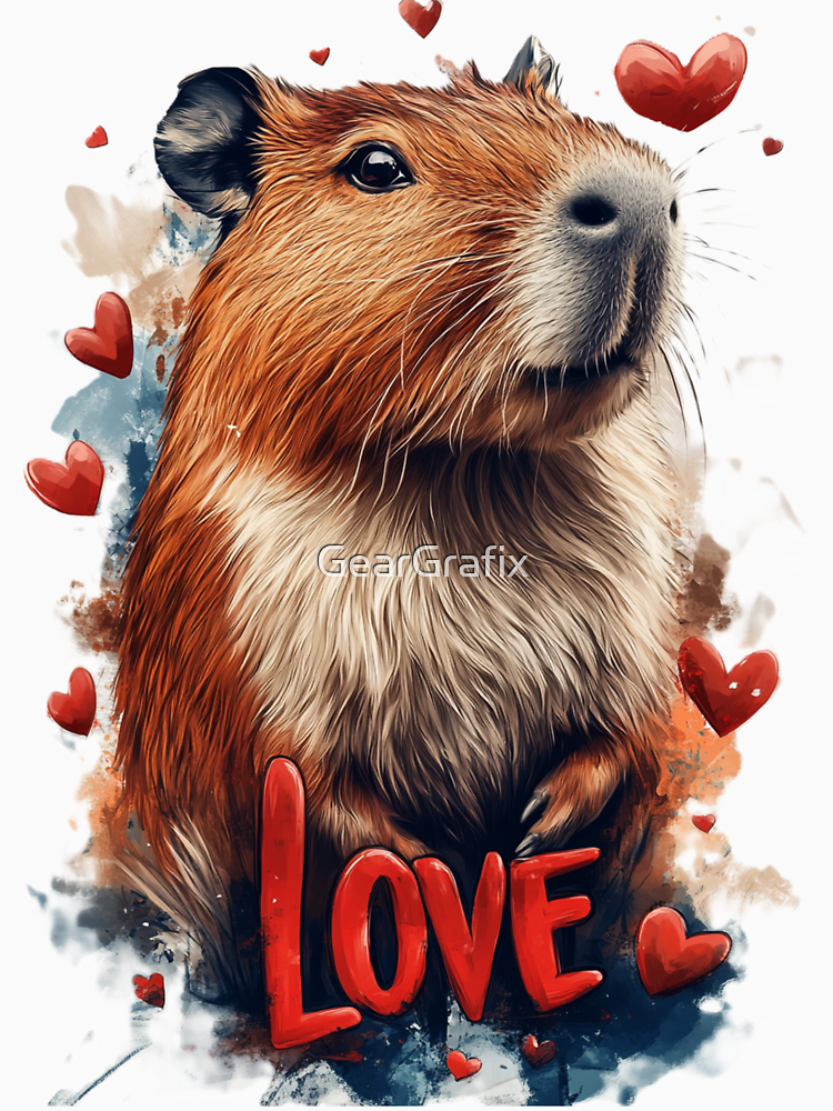 Love Cute Capybara Happy Valentines Day By Geargrafix