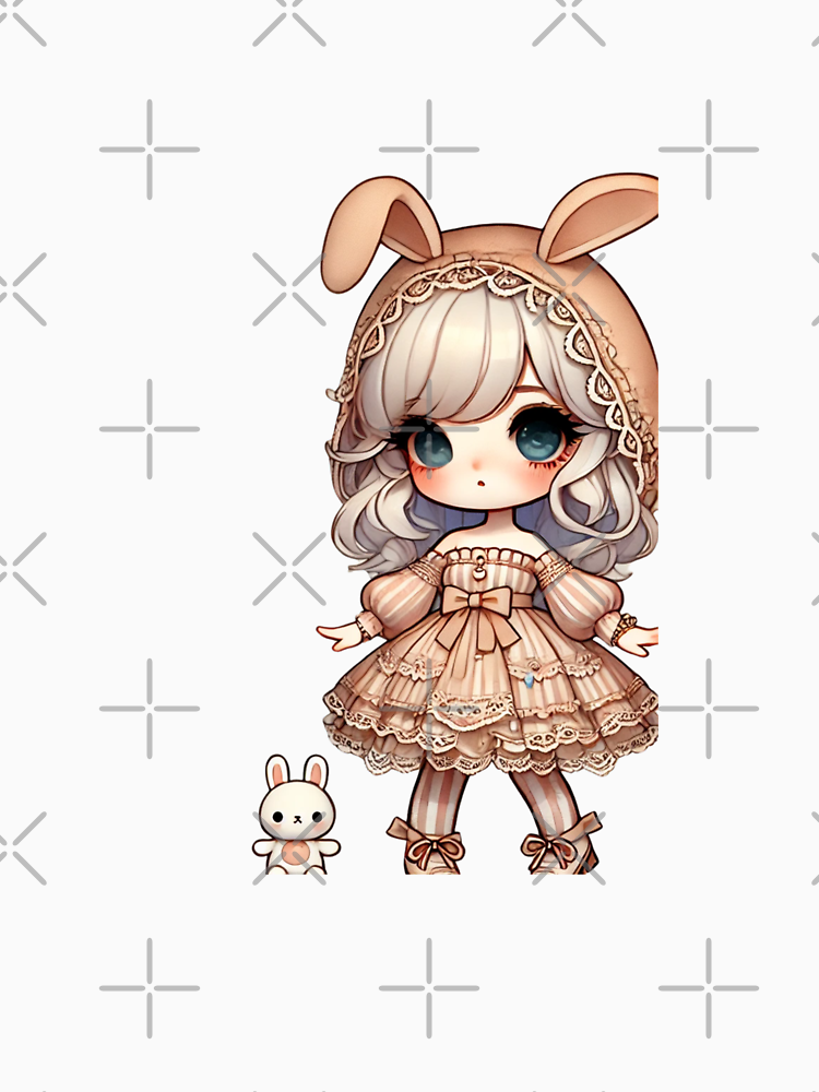 Adorable Bunny Girl Whimsical Pastel Charm By Ellslittlestore