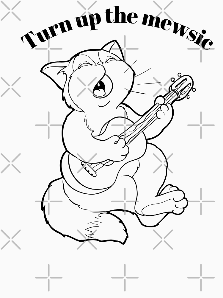 Lovely Cat Singing Pun Music Design Guitar By Reflectart