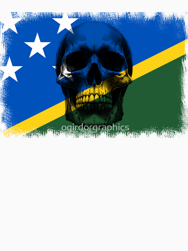 Solomon Islands Skull Flag Nation Rareart Country Halloween Ogirdor By Ogirdorgraphics