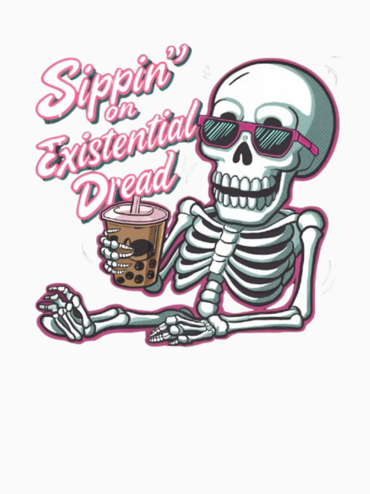 Sipping On Existential Dread Funny Coffee Pun Design By Gagandeepk