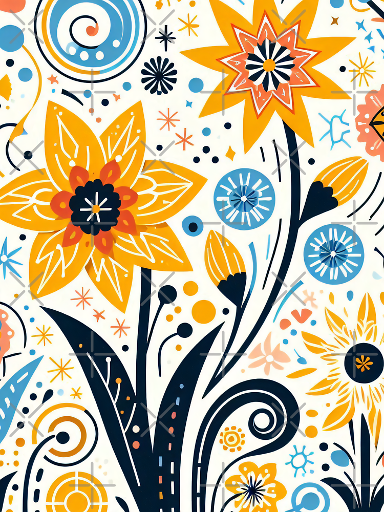 Scandinavian Folk Art Colourful Daffodil Flowers By Heidiannemorris By Heidiannemorris