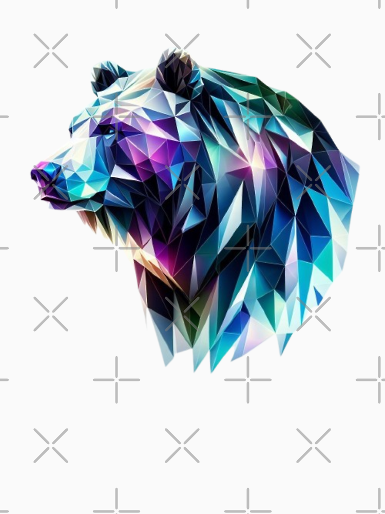 Polygonal Neon Bear Bold Geometric Wildlife Art By Petstylelover