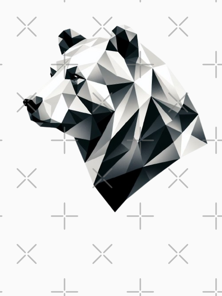 Monochrome Geometric Bear Bold Black And White Wildlife Art By Petstylelover