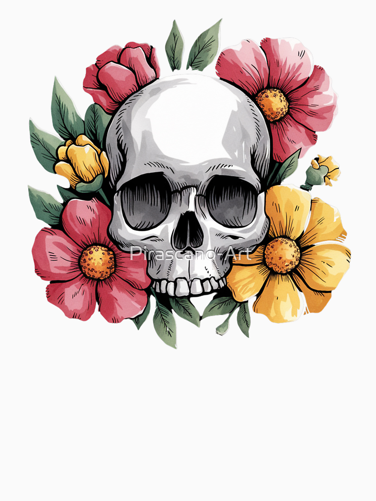 Skull And Flowers By Pirascano Art Style 2