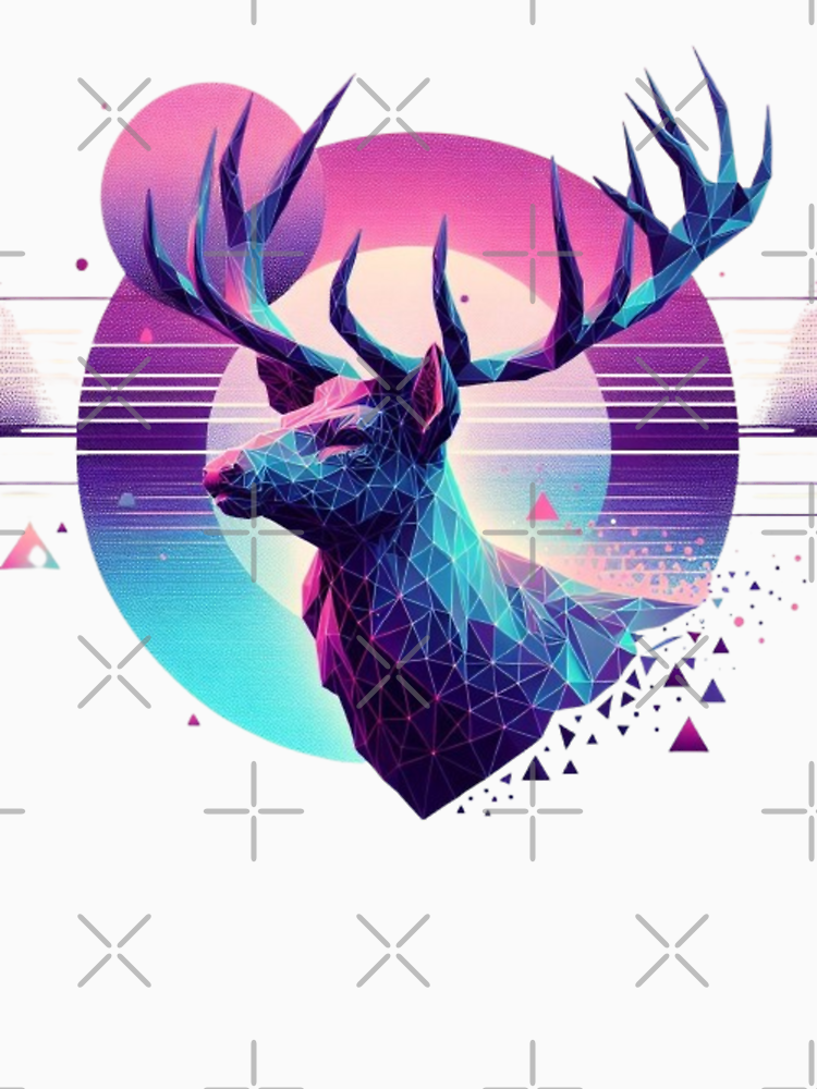 Neon Geometric Deer Bold And Colorful Polygon Art By Petstylelover