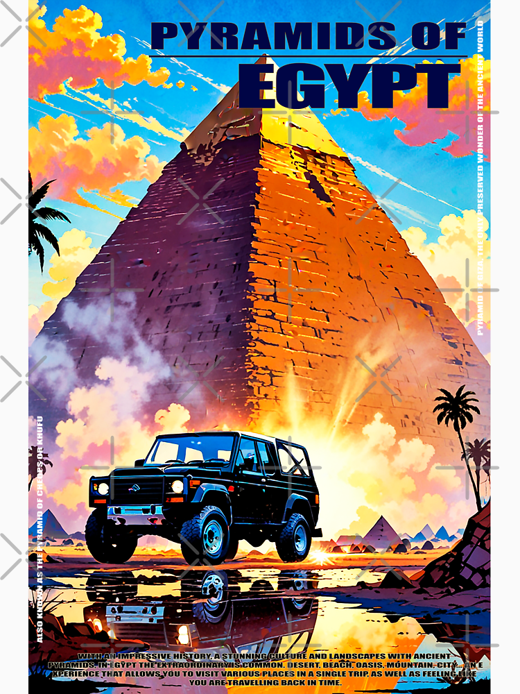 Egypt Pyramids Van Trip Sticker With Cute 80S Vintage Travel Anime Design By Urbantrip