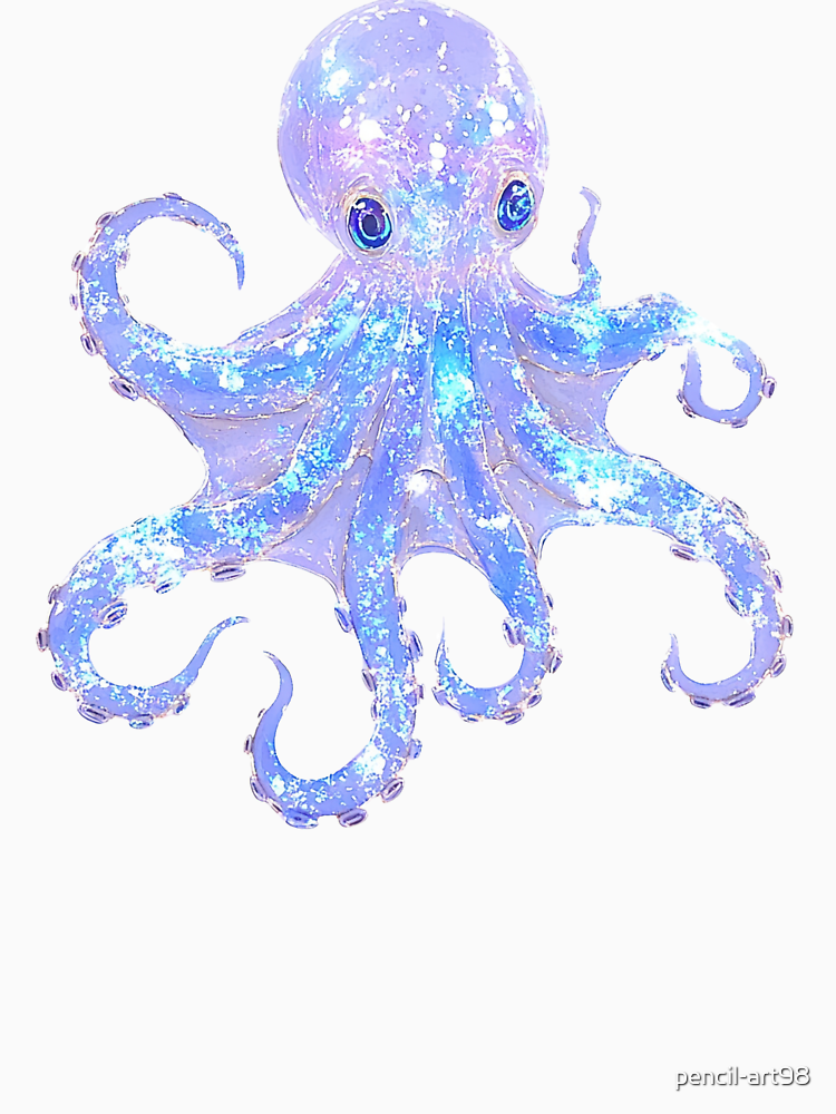 Squid Blue Pink Neon Love By Pencil Art98