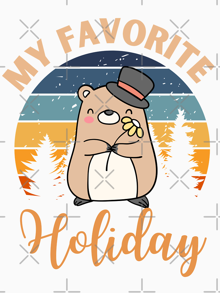 My Favorite Holiday Ground Hog Vintage Retro Sunset Gift Groundhog Day By Justsmilling