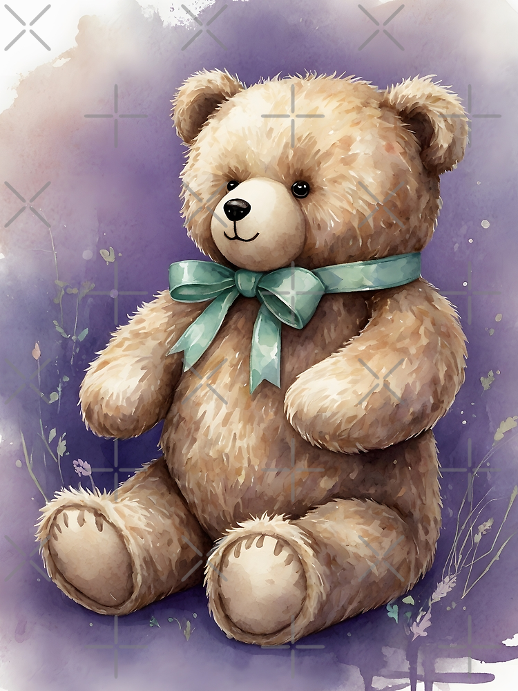 Whimsical Teddy Bear In Dreamy Watercolor Wonderland By Oconnel Style 2