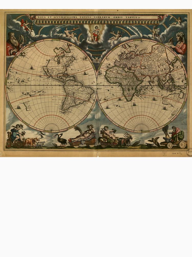 Vintage World Map By J Blaeu 1664 By Vintageskylines