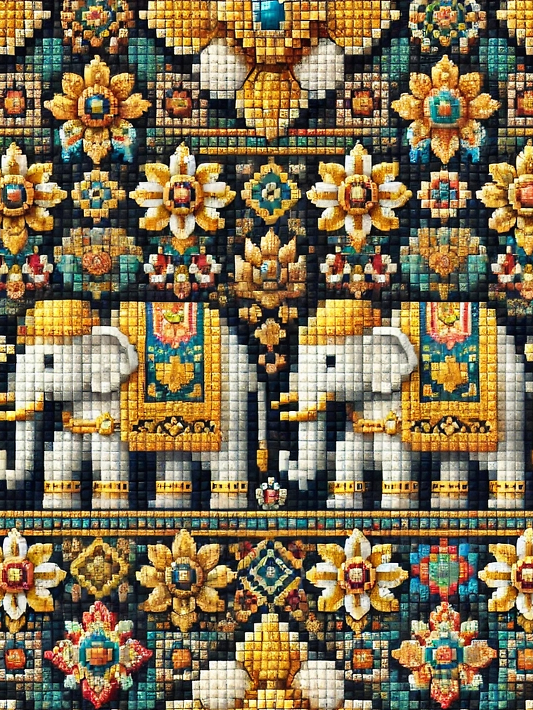 Thai Elephants With Traditional Patterns By Vibevoyage