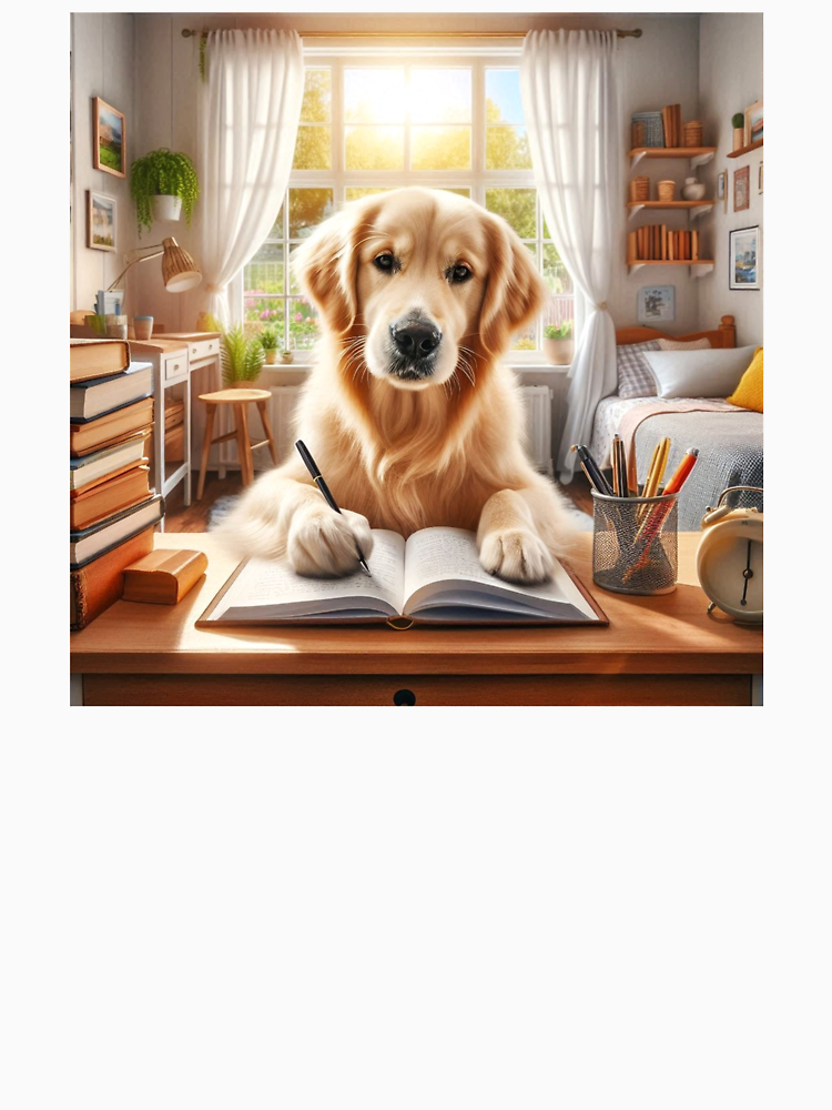 Cute Dog Keeping A Diary By Dogandesighn