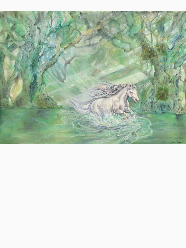 Whispers Of Renewal Mystical Unicorn In A Forest Scene By Ajjartsllc