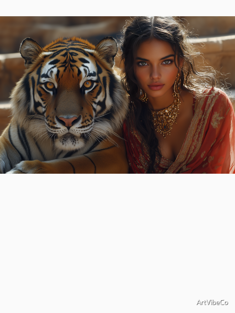 Wild Grace Woman And Tiger In Harmony By Artvibeco