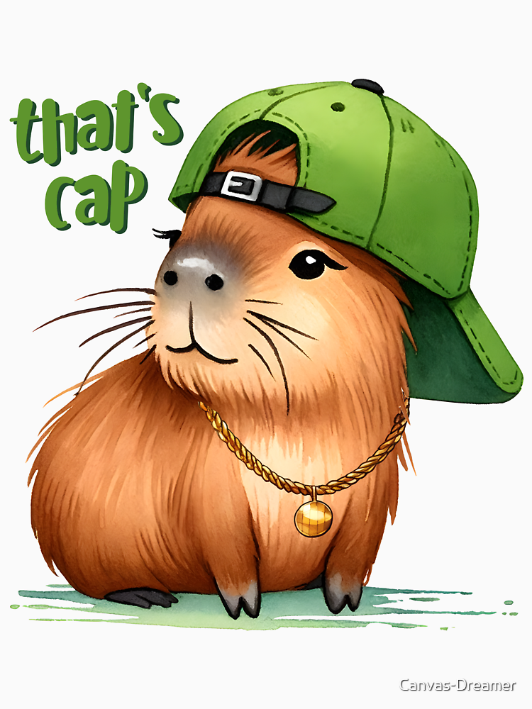 That S Cap Cool Capybara With Swag Style By Canvas Dreamer