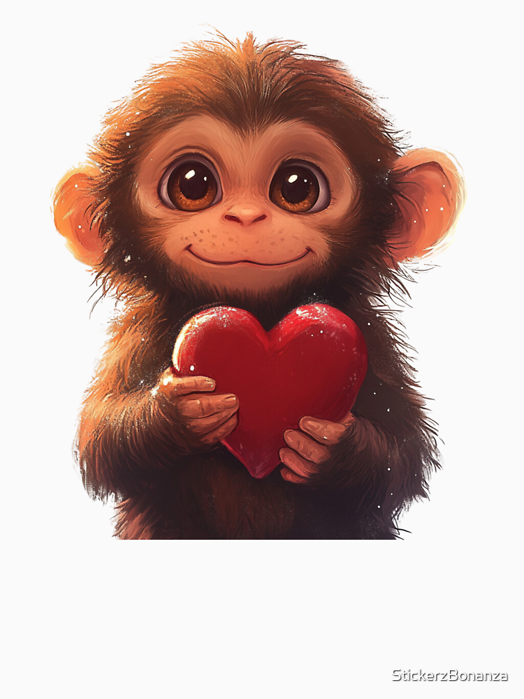 Cute Monkey Valentine S Day Card By Stickerzbonanza