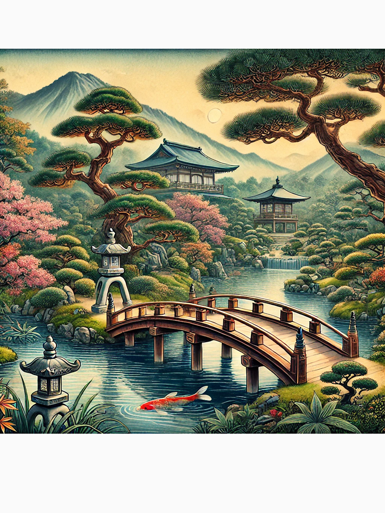 Tranquil Japanese Garden Ukiyo E By Manmanmeerkat