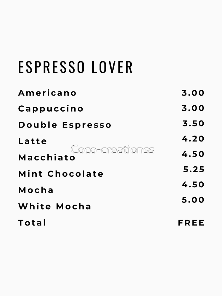 Espresso Lover By Coco Creationss