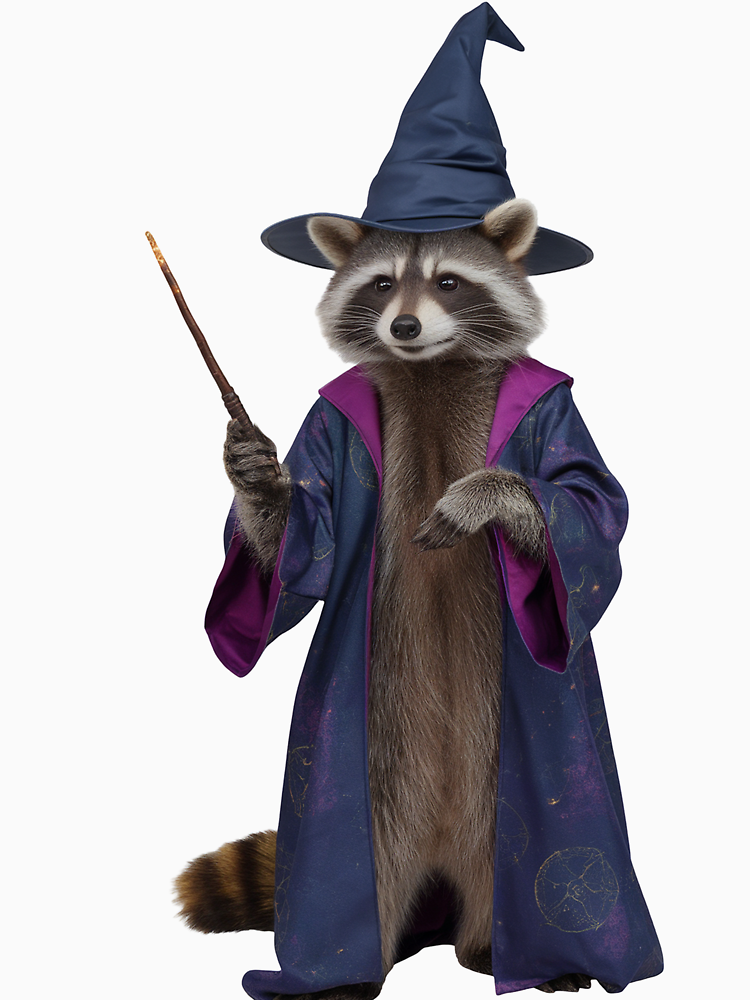 Magical Raccoon Dressed In Wizard Attire By Animalairtistry