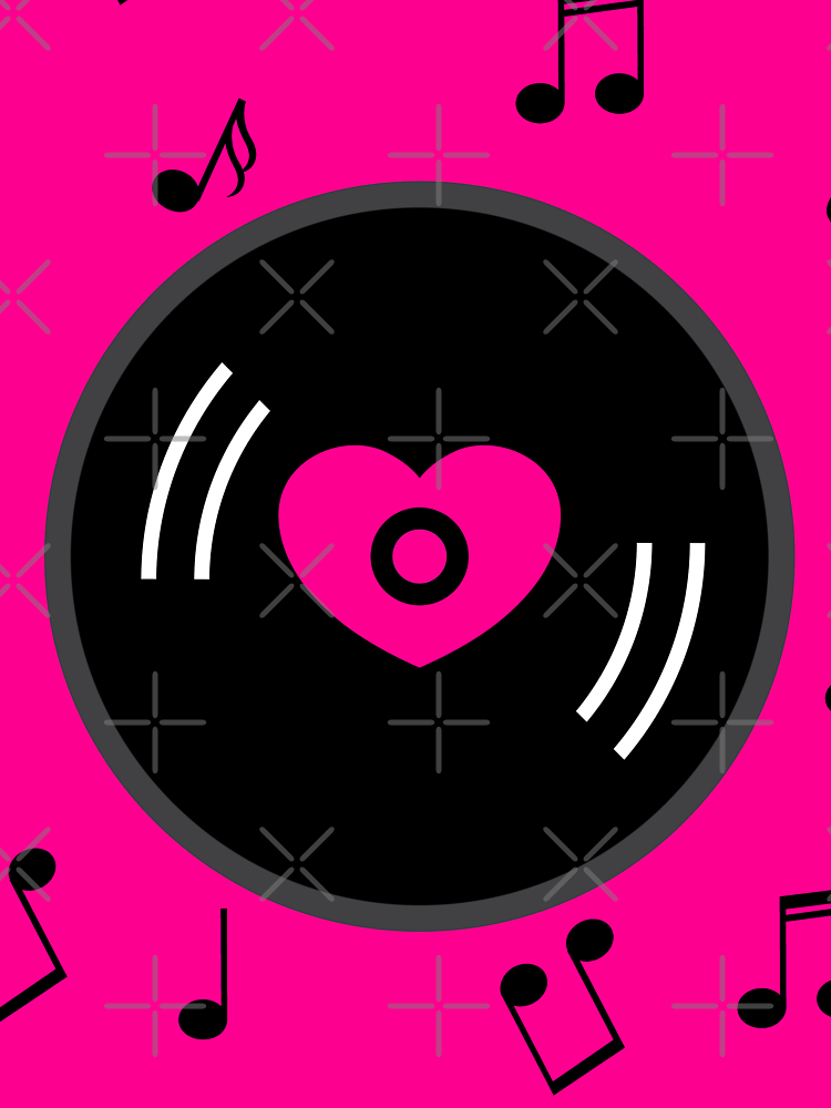 Music Notes Vinyl Record Heart Pink By Gossiprag