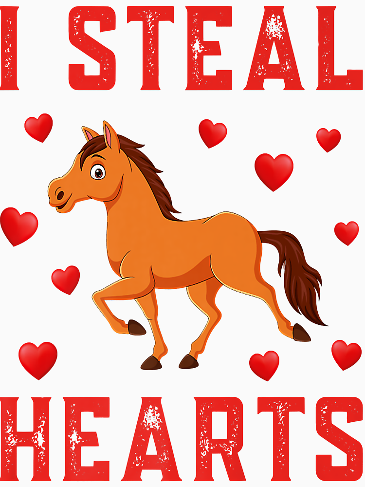 Horse Graphic Themed I Steal Hearts Cute Valentines Day By Laquindagold24K