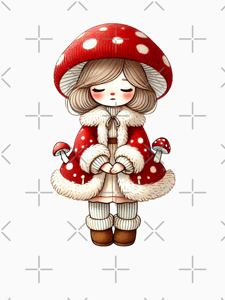 Mushroom Girl In Whimsical Red Cloak By Ellslittlestore