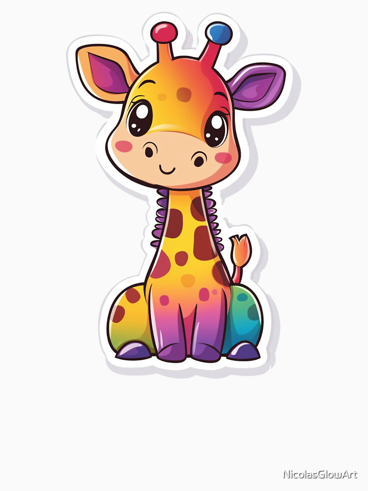 Colorful Adorable Giraffe By Nicolasglowart