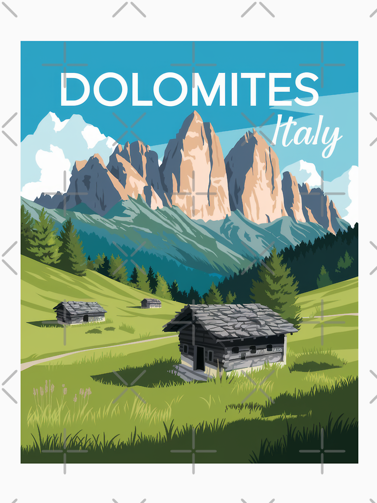 Minimal Dolomites Travel Poster Retro Vintage Italian Alpine Landscape By Pod24