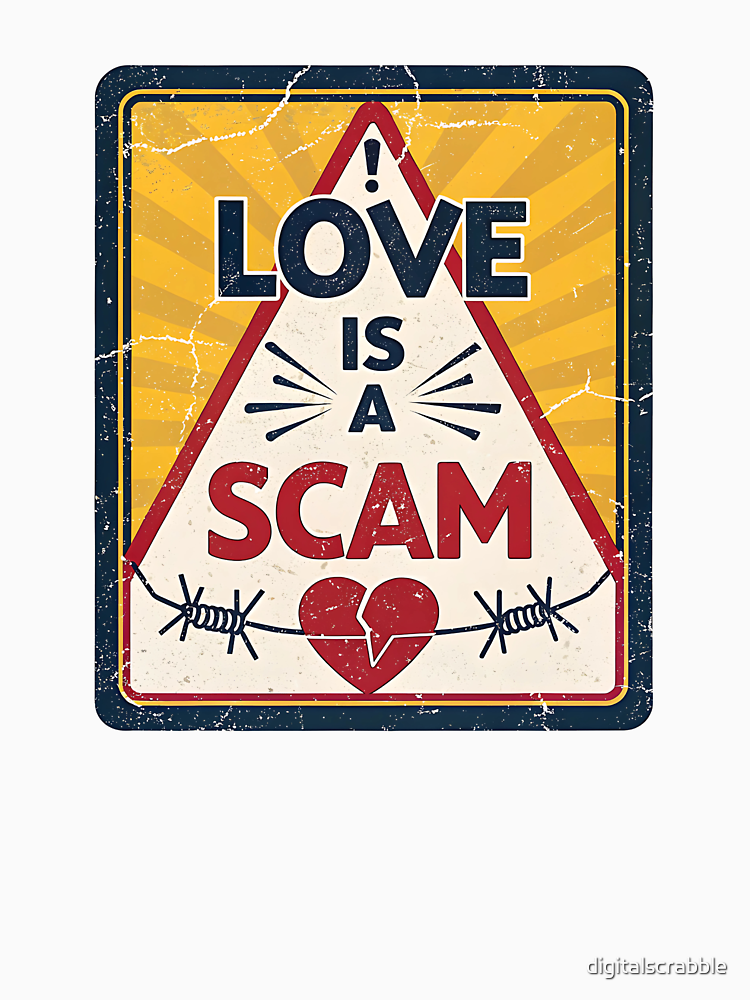 Love Is A Scam Retro Warning Sign Aesthetic By Digitalscrabble