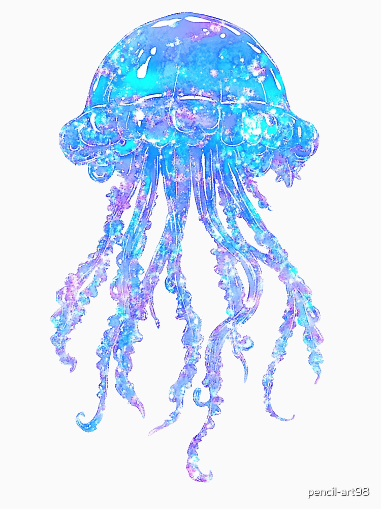 Jellyfishs Blue Pink Neon Love By Pencil Art98