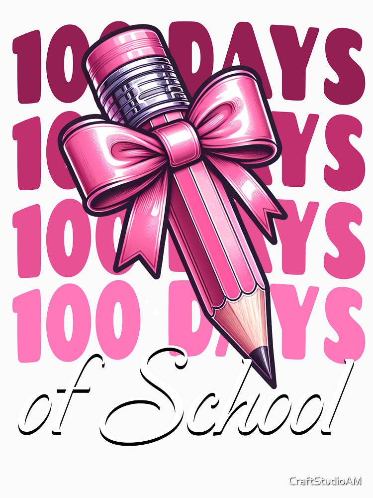 100 Days Of School Girls Pink Coquette Bow 100Th Day Of School By Craftstudioam