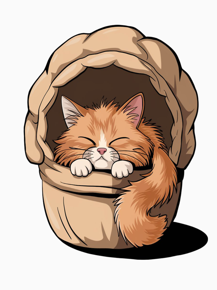 Fluffy Orange Cat Resting Inside A Cozy Warm Hat By Atach