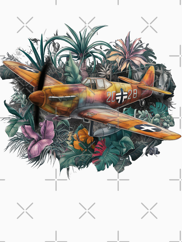 Ww2 Fighter Airplane Colorful Botanical Illustrations Exotic By Nixess