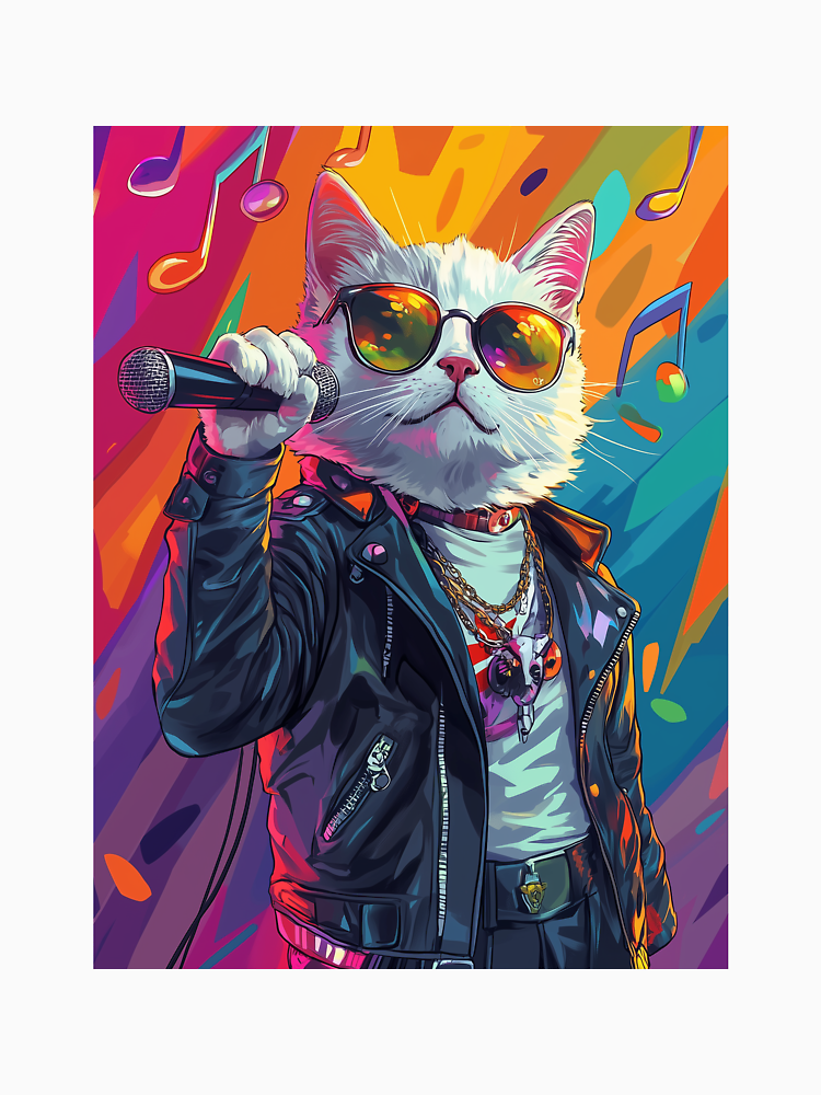 Vibrant Hip Hop Singer Cat Sticker By Ai Alchemist