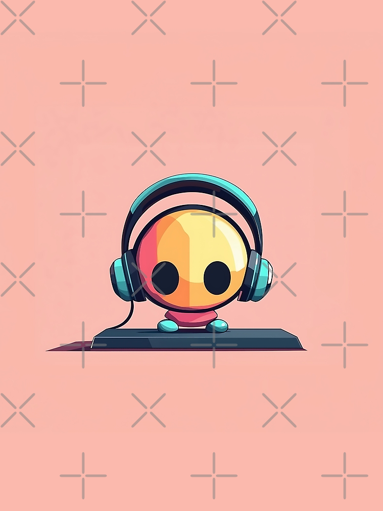 Cute Skull Character With Headphones Avatar By Goldentealarts