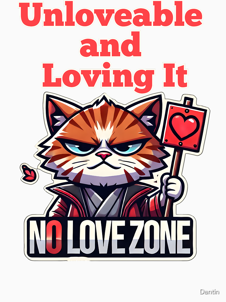 Unloveable And Loving It No Love Zone Cat Design By Dantin