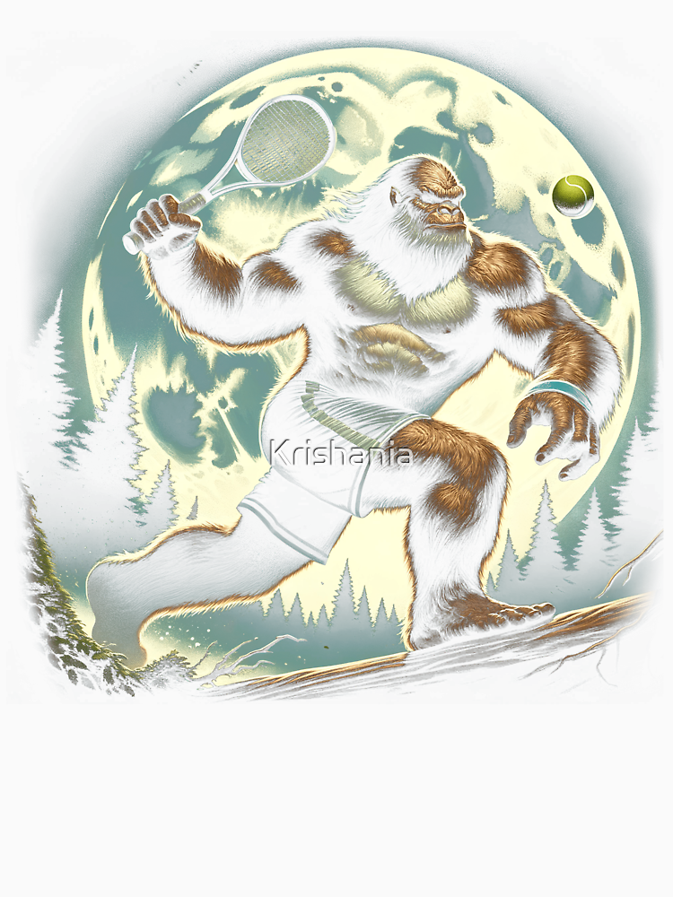 Sasquatch Bigfoot Tennis Full Moon By Krishania