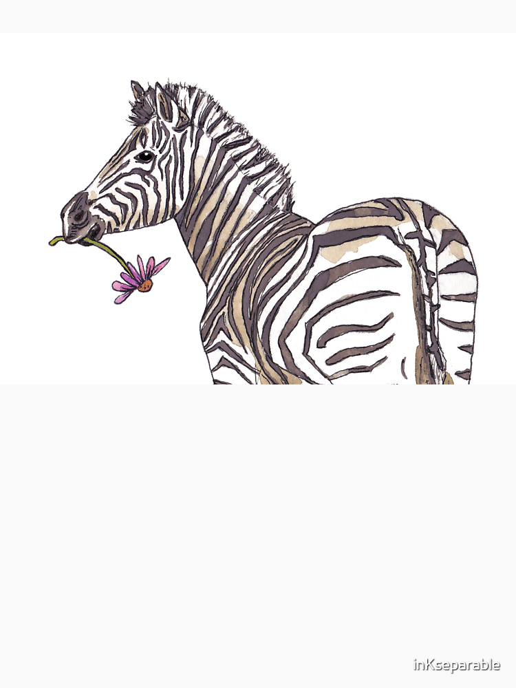 Zebra With Flower By Inkseparable