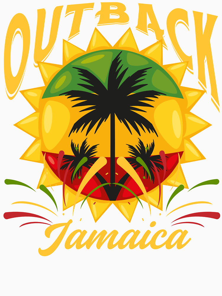 Vintage Style Outback Beach Jamaica Gold Text By Surfinglocales