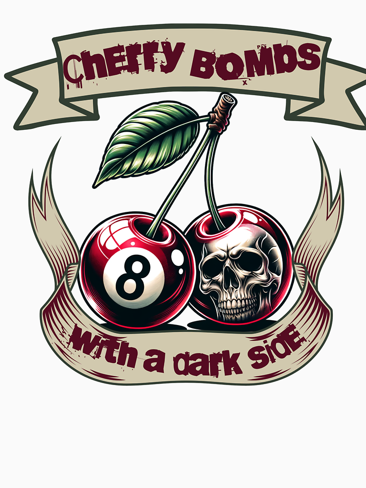 Cherry Bombs With A Dark Side Funny 8 Ball Tshirt By Thoughtfulteess