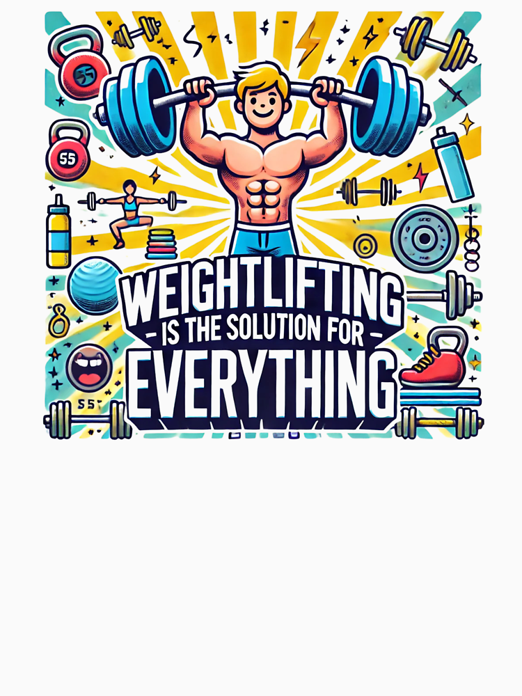 Weightlifting Is The Solution For Everything Cartoon Character Lifting Barbell By Designeerguy