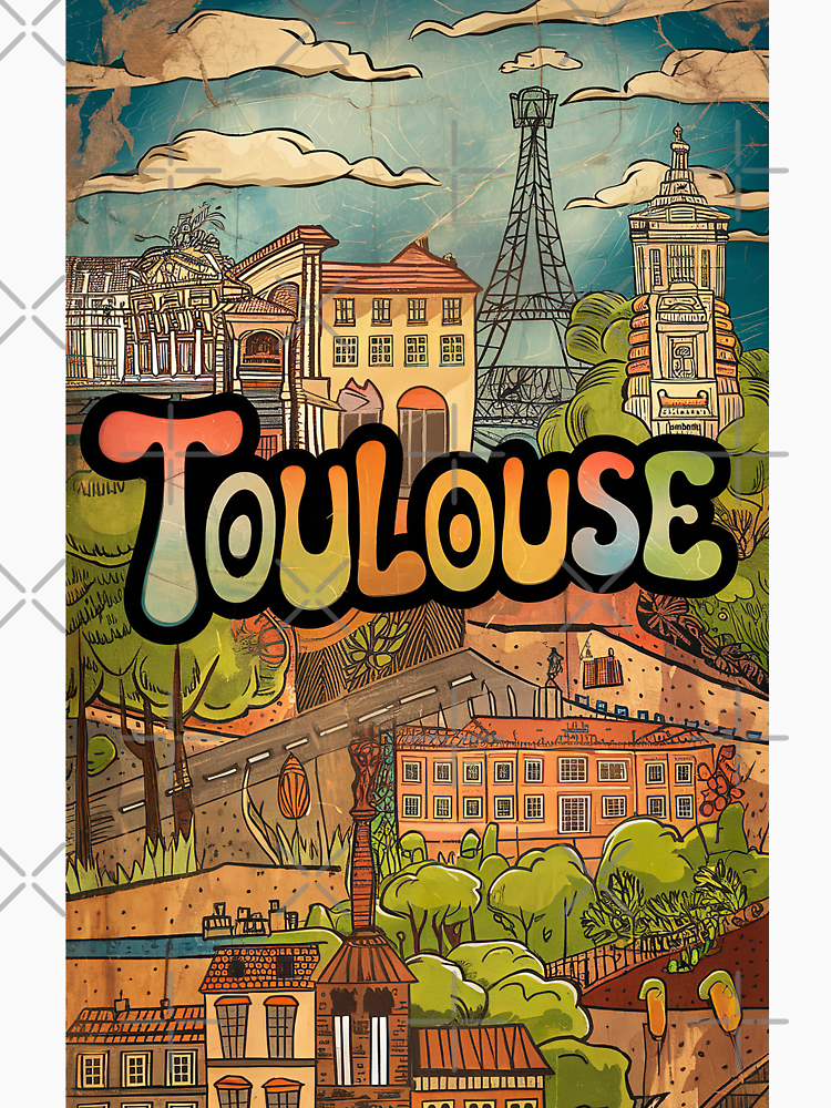 Vintage Toulouse City Of France Whimsical Retro Doodle Typography Art By Edenbliss Style 2